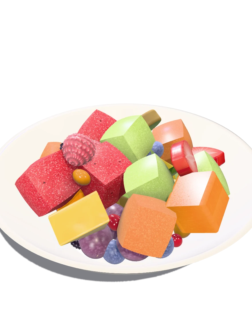 Colorful fruit in a white bowl